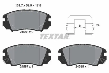 Гальмівні колодки, дискове гальмо (набір) TEXTAR 2458601