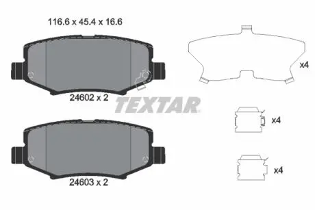 Тормозные колодки (задние) Jeep Cherokee 08-/Compass 06-/Wrangler 07-/Dodge Nitro 06-12 (TRW) TEXTAR 2460201