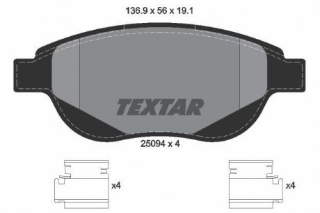 Тормозные колодки, дисковый тормоз.) TEXTAR 2509401