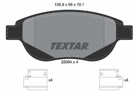Тормозные колодки, дисковый тормоз.) TEXTAR 2509401