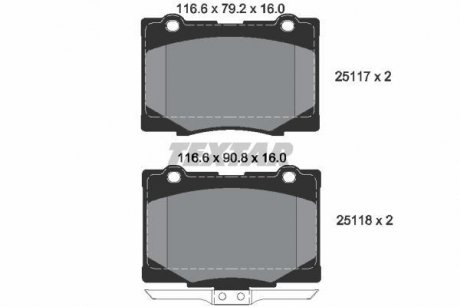 Тормозные колодки, дисковый тормоз.) TEXTAR 2511701