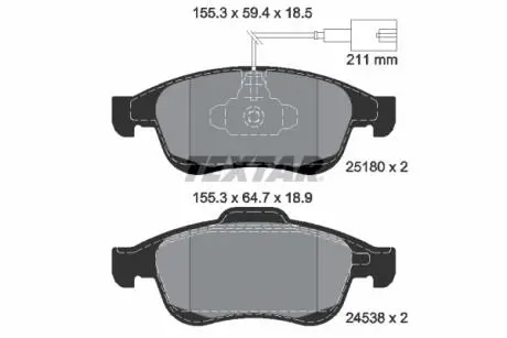 Тормозные колодки, дисковый тормоз.) TEXTAR 2518001