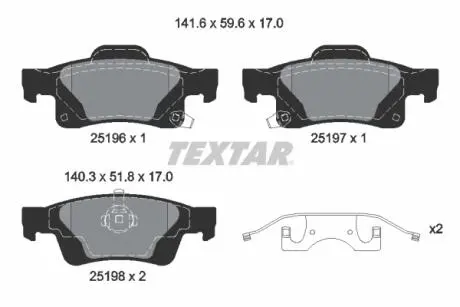Комплект гальмівних колодок задн, JEEP GRAND CHEROKEE IV 3.0D-6.4 11.10- TEXTAR 2519603