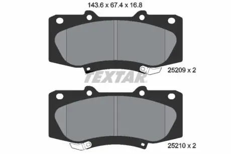 Тормозные колодки (передние) Toyota Hilux 2.5/3.0D-4D 04-15 (Advics) TEXTAR 2520901