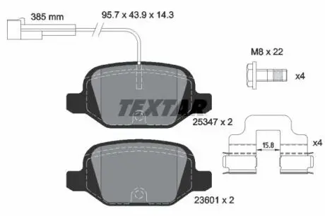 Гальмівні колодки, дискове гальмо (набір) TEXTAR 2534701