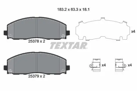 Колодки гальмівні (передні) Jeep Wrangler 17-/Fiat Freemont 11- (Akebono) TEXTAR 2537801