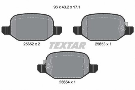 Тормозные колодки (задние) Fiat 500L 12- (TRW) Q+ TEXTAR 2565201 (фото 1)