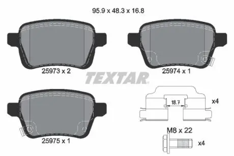 Гальмівні колодки (набір) TEXTAR 2597301