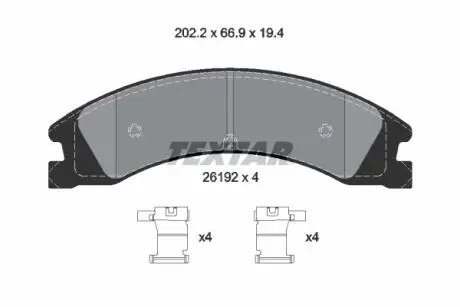 Комплект гальмівних колодок задн, FORD USA F450 6.8 01.08- TEXTAR 2619201