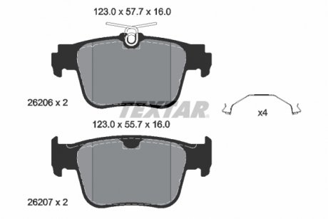 Тормозные колодки (задние) Audi A3/Skoda Octavia/VW Golf VIII 1.4/2.0 TSI 20- (ATE) TEXTAR 2620601