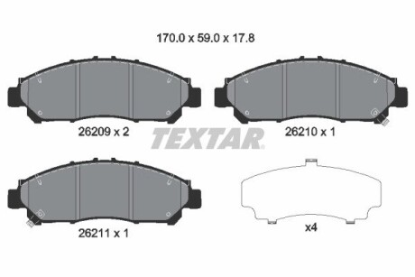 Комплект передних тормозных колодок TEXTAR 2620901