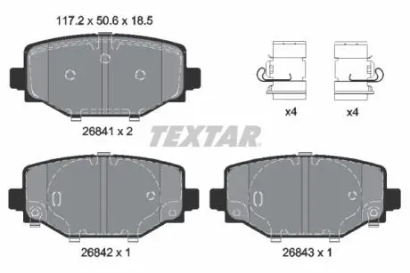 Комплект гальмівних колодок задн (з комплектуючими), JEEP GRAND CHEROKEE L V 2.0H 05.21- TEXTAR 2684101