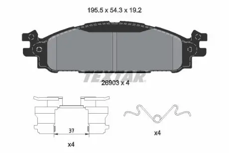 Комплект гальмівних колодок передн, FORD USA EXPLORER, FLEX, TAURUS, LINCOLN MKS, MKT 3.5/3.7 05.08- TEXTAR 2690301