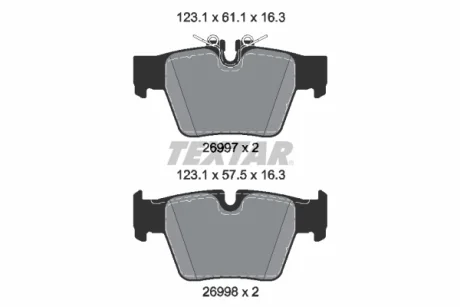 Колодки гальмівні (задні) BMW 5 (G60) 23- (під датчик) Q+ TEXTAR 2699701