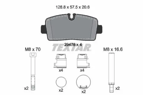Комплект гальмівних колодок задній TEXTAR 2947801