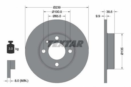 Тормозной диск TEXTAR 92009303 (фото 1)