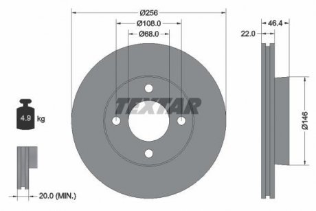 Тормозной диск TEXTAR 92026000 (фото 1)