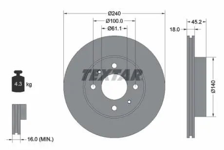 Тормозной диск TEXTAR 92063200