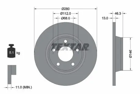 Диск тормозной AUDI A4 TEXTAR 92071605