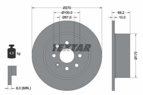 Тормозной диск TEXTAR 92075503
