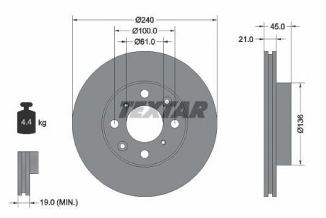 Тормозной диск TEXTAR 92077800 (фото 1)