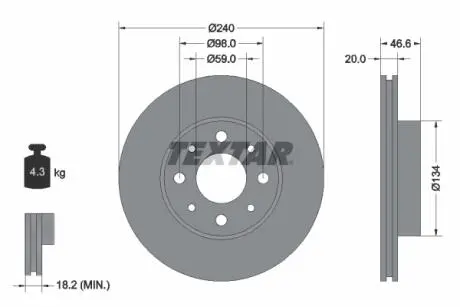 Тормозной диск TEXTAR 92090300