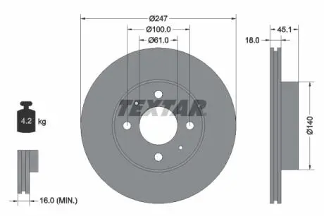 Гальмівний диск TEXTAR 92091000