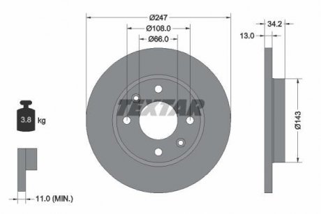 Тормозной диск TEXTAR 92092803 (фото 1)