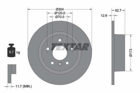 Тормозной диск TEXTAR 92095200 (фото 1)