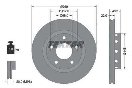 Тормозной диск TEXTAR 92098400