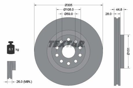 Гальмівний диск TEXTAR 92115800