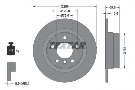 Диск тормозной (задний) BMW 1 (E81/E87)/3 (E90/E92) 05-13 (296x10.5) PRO TEXTAR 92133103