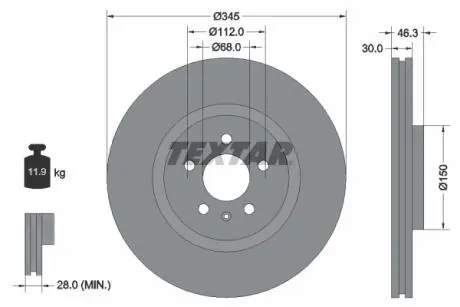 Гальмівний диск TEXTAR 92143903