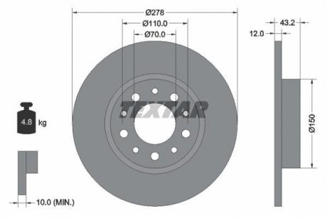 Тормозной диск TEXTAR 92145203 (фото 1)