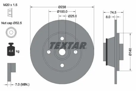 Гальмівний диск TEXTAR 92154103