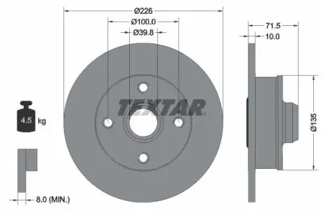 Тормозной диск TEXTAR 92154203