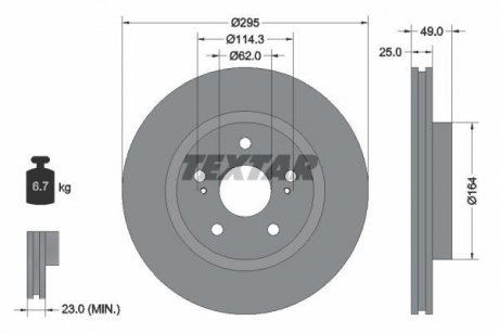 Диск тормозной (передний) Suzuki Grand Vitara II 05- (295x25) PRO TEXTAR 92156503 (фото 1)