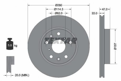 Тормозной диск TEXTAR 92156600 (фото 1)