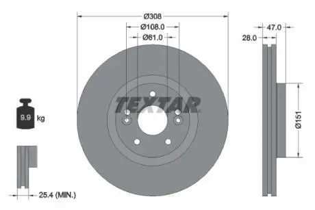 Тормозной диск TEXTAR 92157700