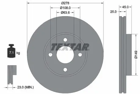Тормозной диск TEXTAR 92159003