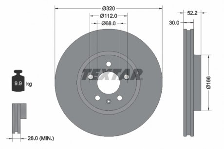 Диск тормозной (передний) Audi A4/A5/Q5 07-17 (320x30) PRO+ TEXTAR 92160005 (фото 1)