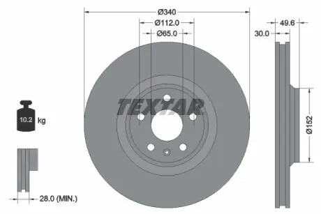 Тормозной диск TEXTAR 92160505
