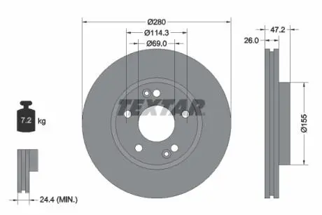 Диск тормозной HYUNDAI/KIA - замена на T92133905 TEXTAR 92161605 (фото 1)