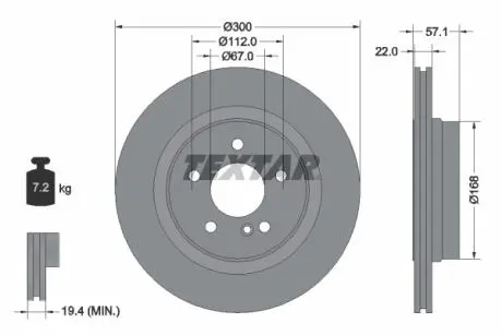 Диск тормозной (задний) MB C-class (W204/S204/C204) 07- (300x22) PRO+ TEXTAR 92163605