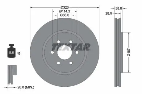 Диск гальмівний NISSAN NAVARA 05- TEXTAR 92164405