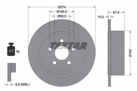 Тормозной диск TEXTAR 92167800 (фото 1)
