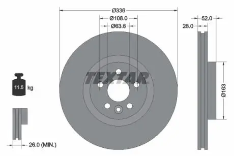 Тормозной диск TEXTAR 92168203