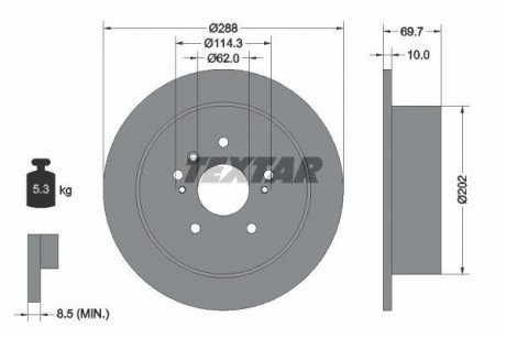 Диск тормозной (задний) Lexus RX 03-09 (288x10) PRO TEXTAR 92171603 (фото 1)