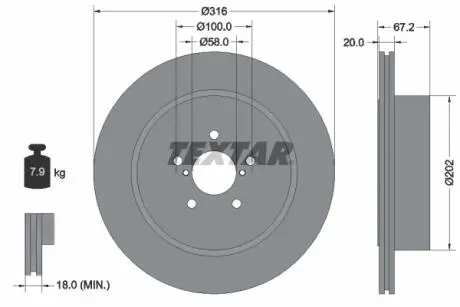Тормозной диск TEXTAR 92173703