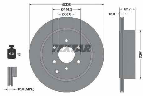 Диск гальмівний (задній) Nissan Pathfinder 04- (308x18) PRO TEXTAR 92181603